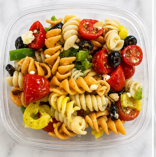 Homemade Greek Pasta Salad.